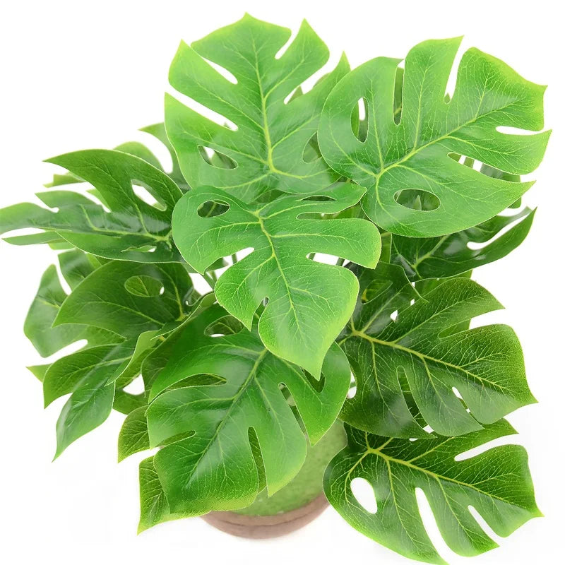 1 Bouquet/18 Leaves Artificial Silk Palm Monstera Leaves Plant