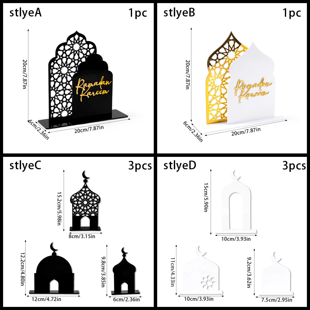 Acrylic Ramadan Kareem Tabletop Decor Mosque Design.