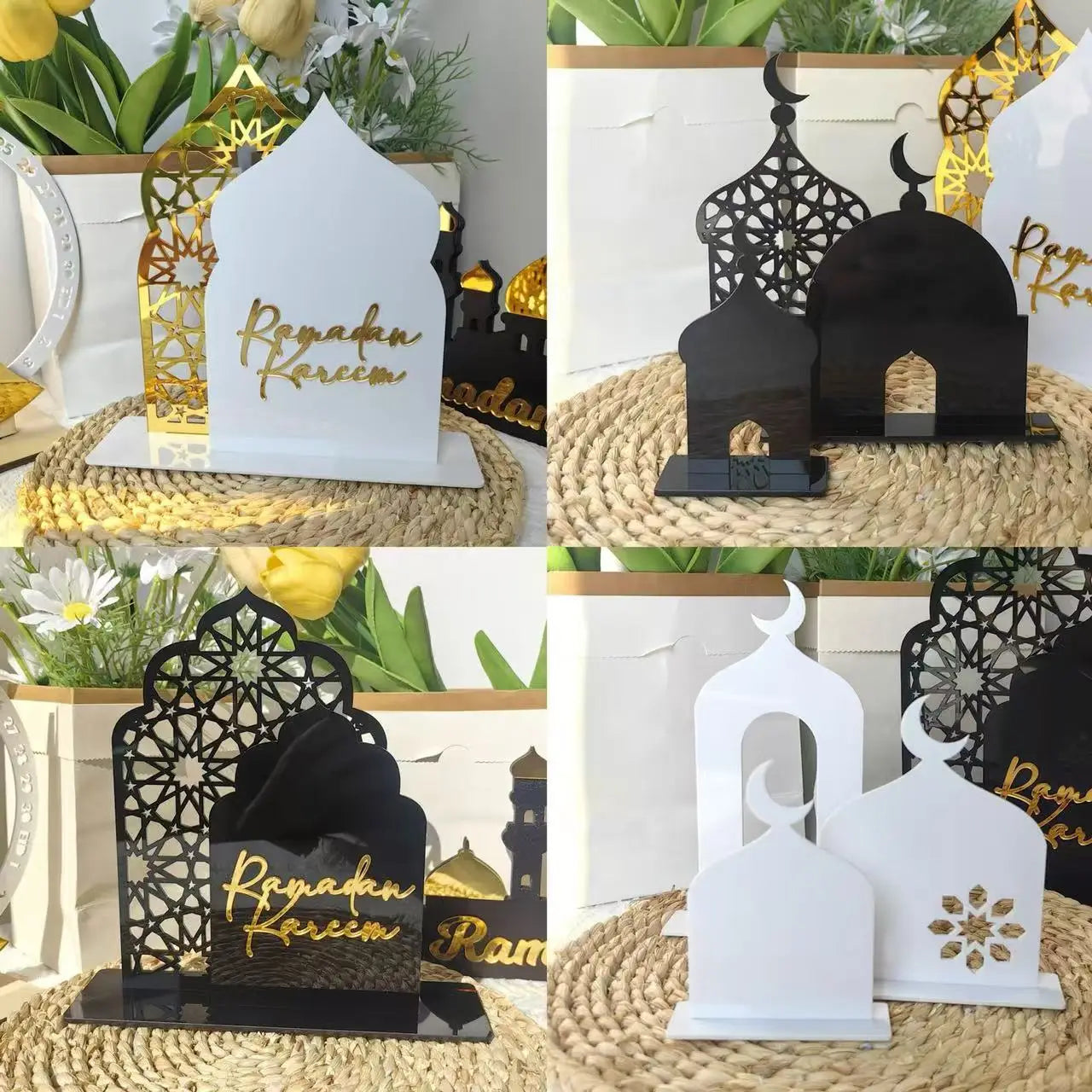 Acrylic Ramadan Kareem Tabletop Decor Mosque Design.